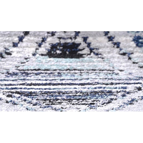 Steelside™ Jaxson Machine Woven / Power Loomed Performance Blue/Gray Rug & Reviews Wayfair